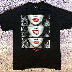 Popular demand black graphic tee with lips